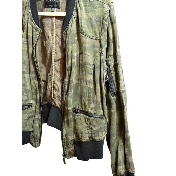 Sanctuary Camouflage Bomber Jacket in Mother Nature Camo Linen blend Anthropolog - Picture 8 of 10